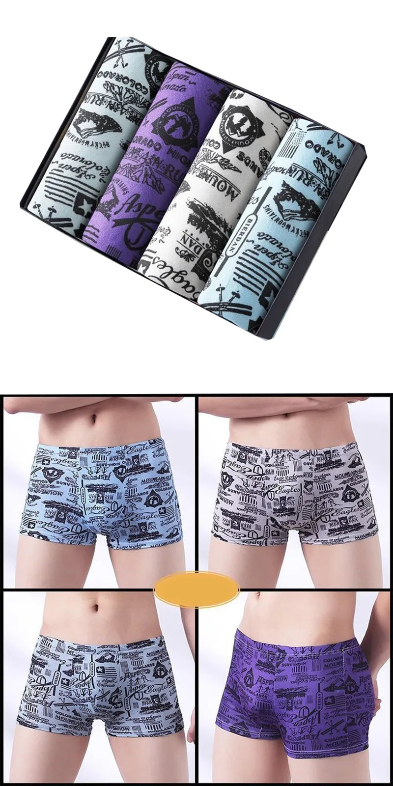 Underpants Man Pack Shorts Boxers Underwear Fashion Sexy Mens Boxer Ultrathin Large Size L-4XL