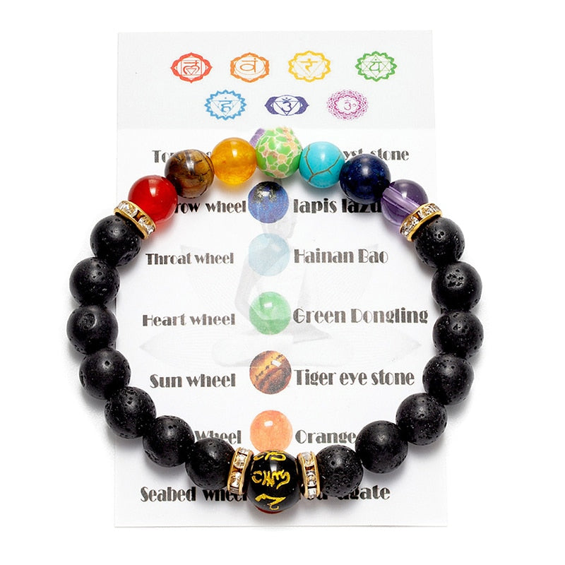 7 chakra bracelet for healing Natural Crystal Healing Anxiety Jewellery Mandala Yoga Meditation Bracelet Gift