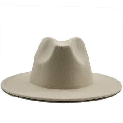 Fedora Hat Classical Wool Felt Wide Brim Pearl Belt Pink Solid Caps Men Women Winter Derby Wedding Church Jazz Hats