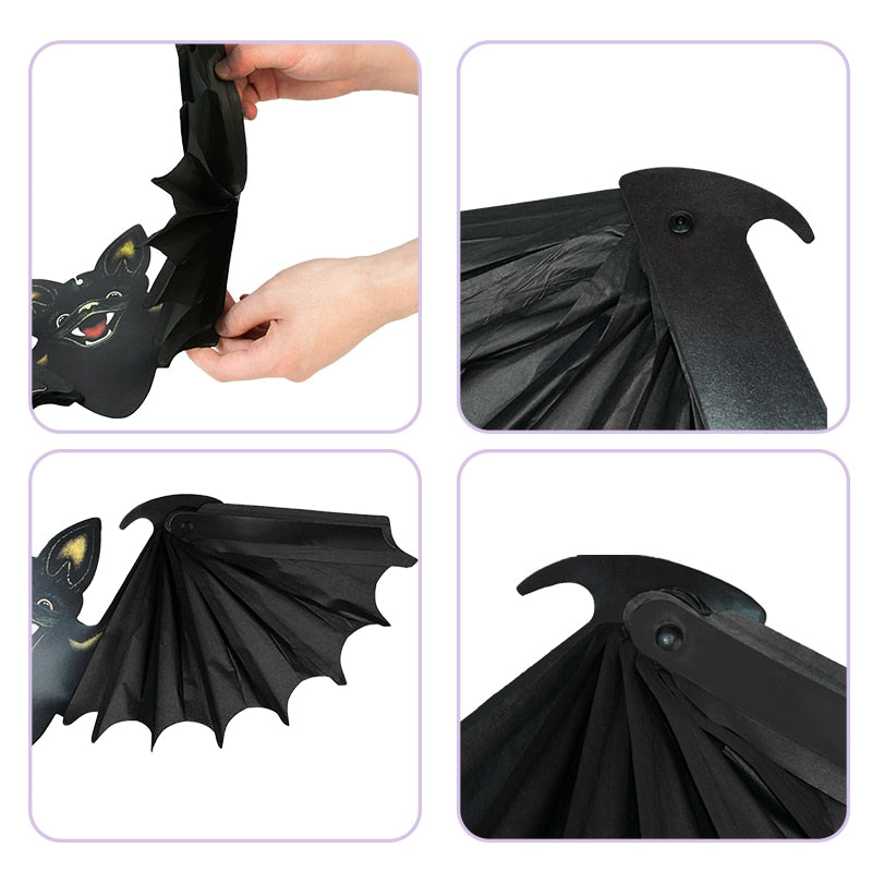 Paper Bat Hanging Ornament Props for Halloween Decoration Festival Party Bar Haunted House Decor Indoor Outdoor