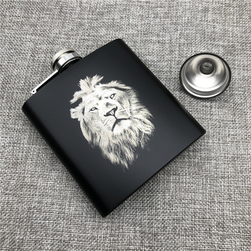 Hip Flask 6 Oz 170ml 304 Stainless Steel Personalized King Wolf Lion Tiger Alcohol Whiekey Vodka Flask