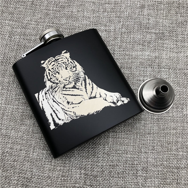 Hip Flask 6 Oz 170ml 304 Stainless Steel Personalized King Wolf Lion Tiger Alcohol Whiekey Vodka Flask