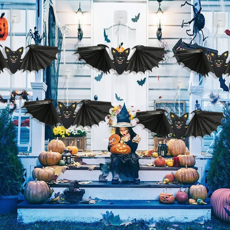 Paper Bat Hanging Ornament Props for Halloween Decoration Festival Party Bar Haunted House Decor Indoor Outdoor
