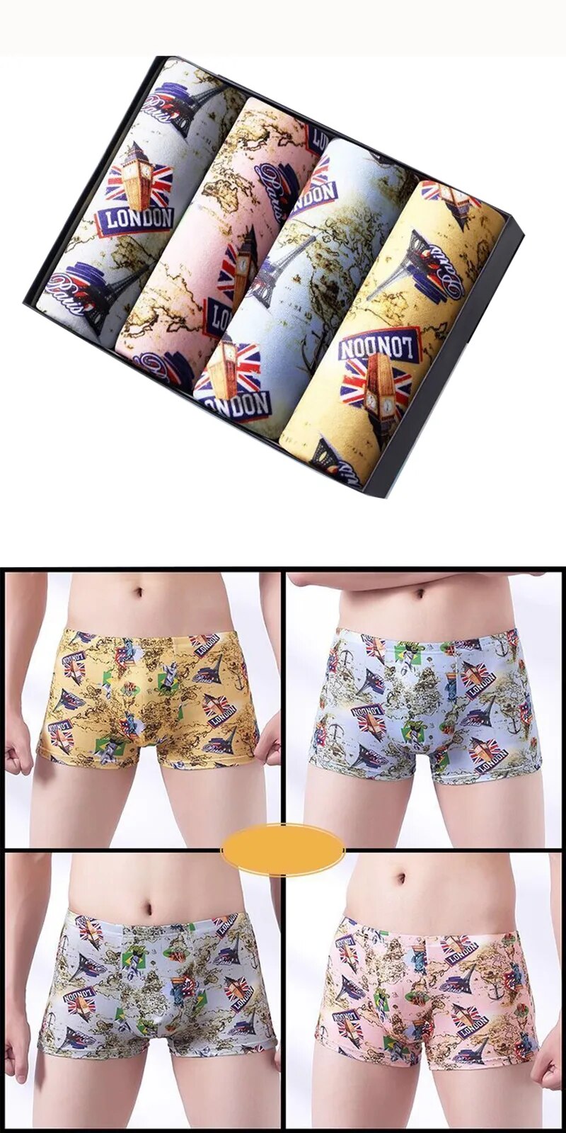 Underpants Man Pack Shorts Boxers Underwear Fashion Sexy Mens Boxer Ultrathin Large Size L-4XL