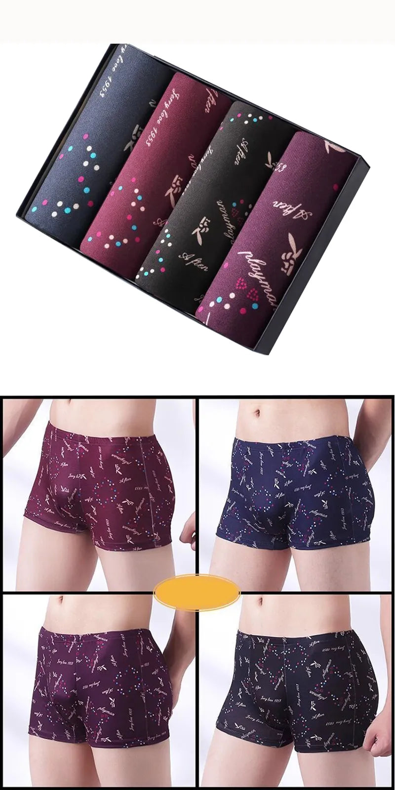 Underpants Man Pack Shorts Boxers Underwear Fashion Sexy Mens Boxer Ultrathin Large Size L-4XL