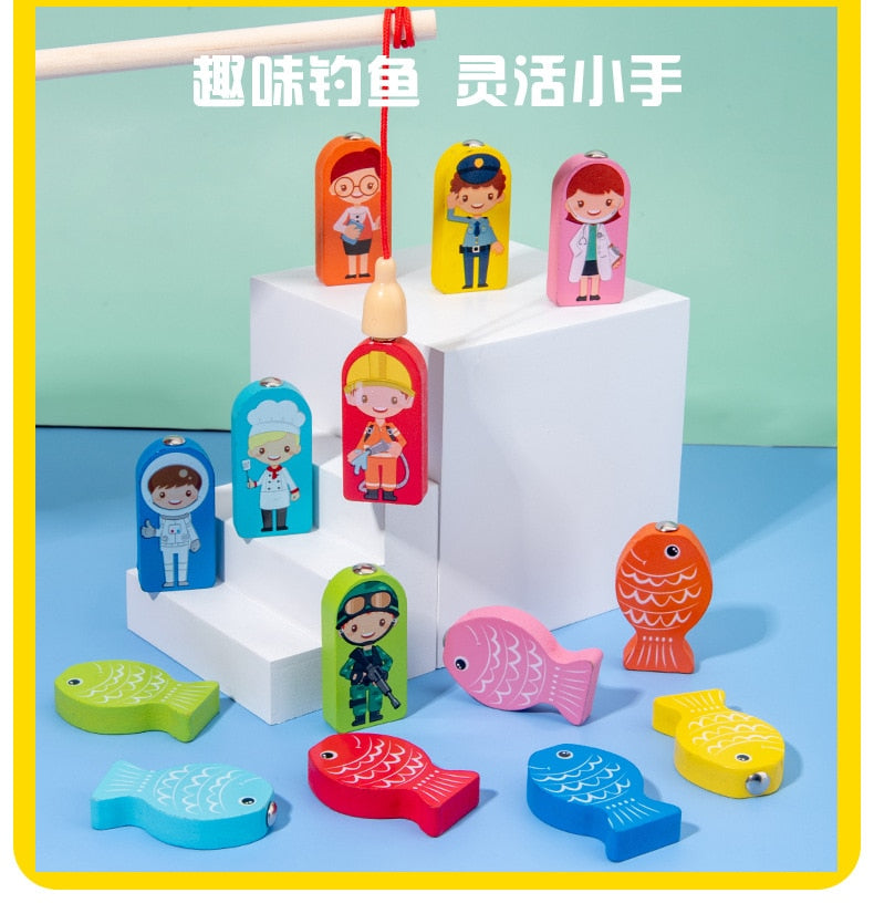 Montessori Educational Wooden Math Toys Children Busy Board Count Shape Colors Match Fishing Puzzle Learning Toys Gifts