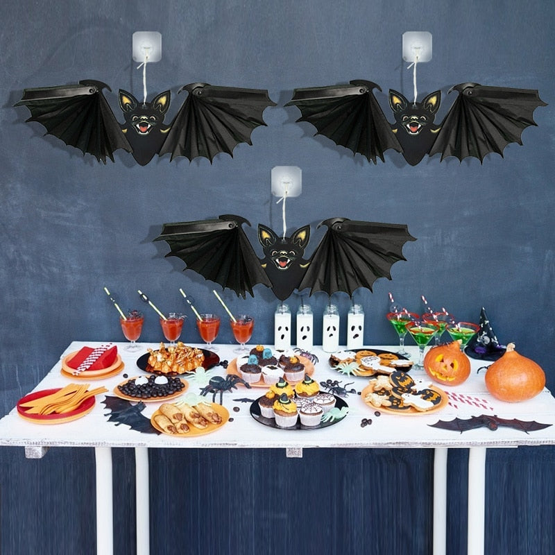 Paper Bat Hanging Ornament Props for Halloween Decoration Festival Party Bar Haunted House Decor Indoor Outdoor