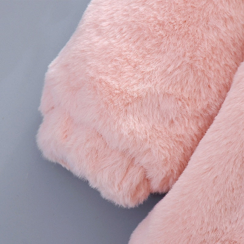 Cute Rabbit Ears Plush Baby Jacket Christmas Sweet Princess Girls Coat Autumn Winter Warm Hooded Outerwear Toddler Girl Clothes
