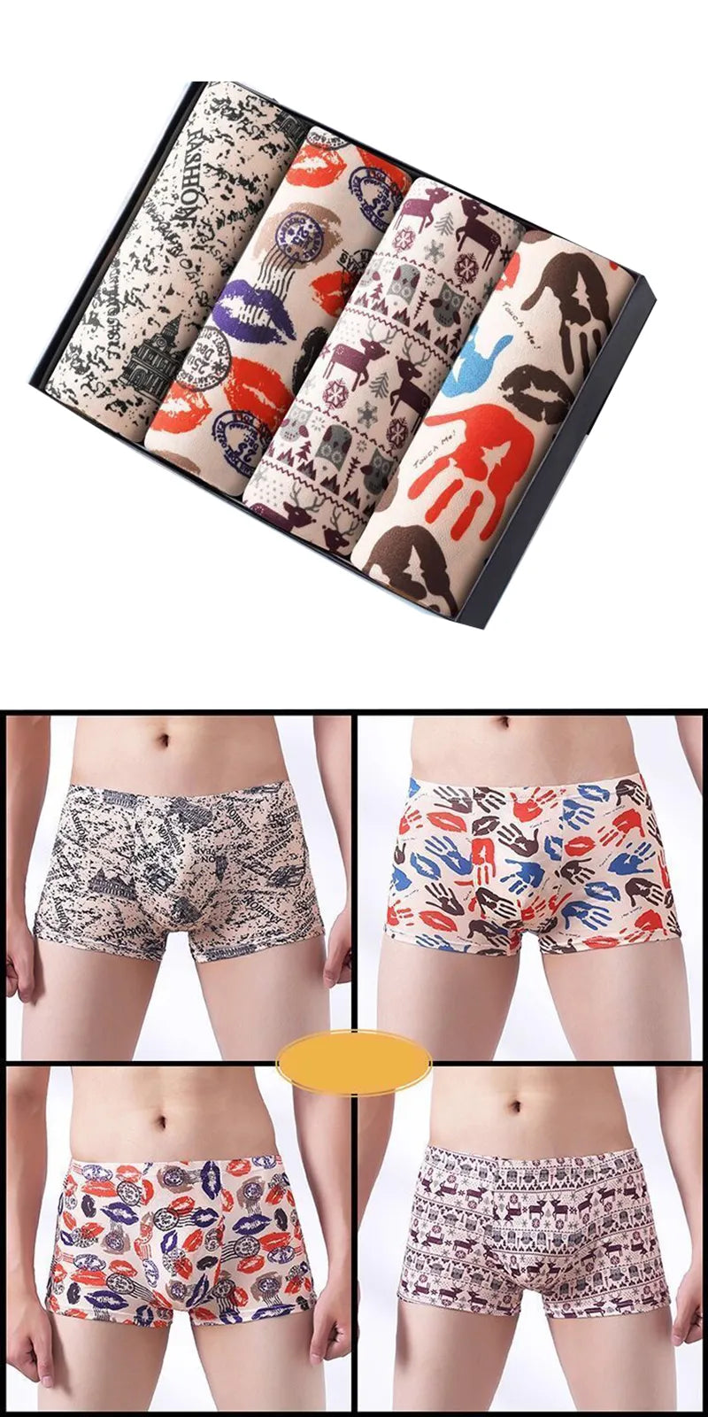 Underpants Man Pack Shorts Boxers Underwear Fashion Sexy Mens Boxer Ultrathin Large Size L-4XL