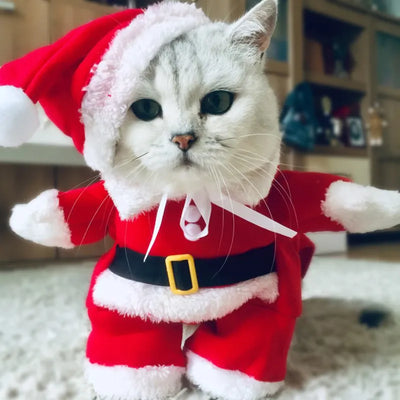 Christmas Clothes Winter Warm Costumes Funny Santa Claus Dressing Up Jackets Kitten Dog Cat Xmas New Year Party Outfits Gift