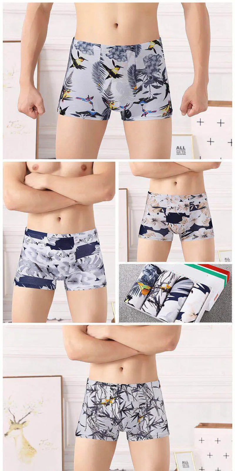Underpants Man Pack Shorts Boxers Underwear Fashion Sexy Mens Boxer Ultrathin Large Size L-4XL