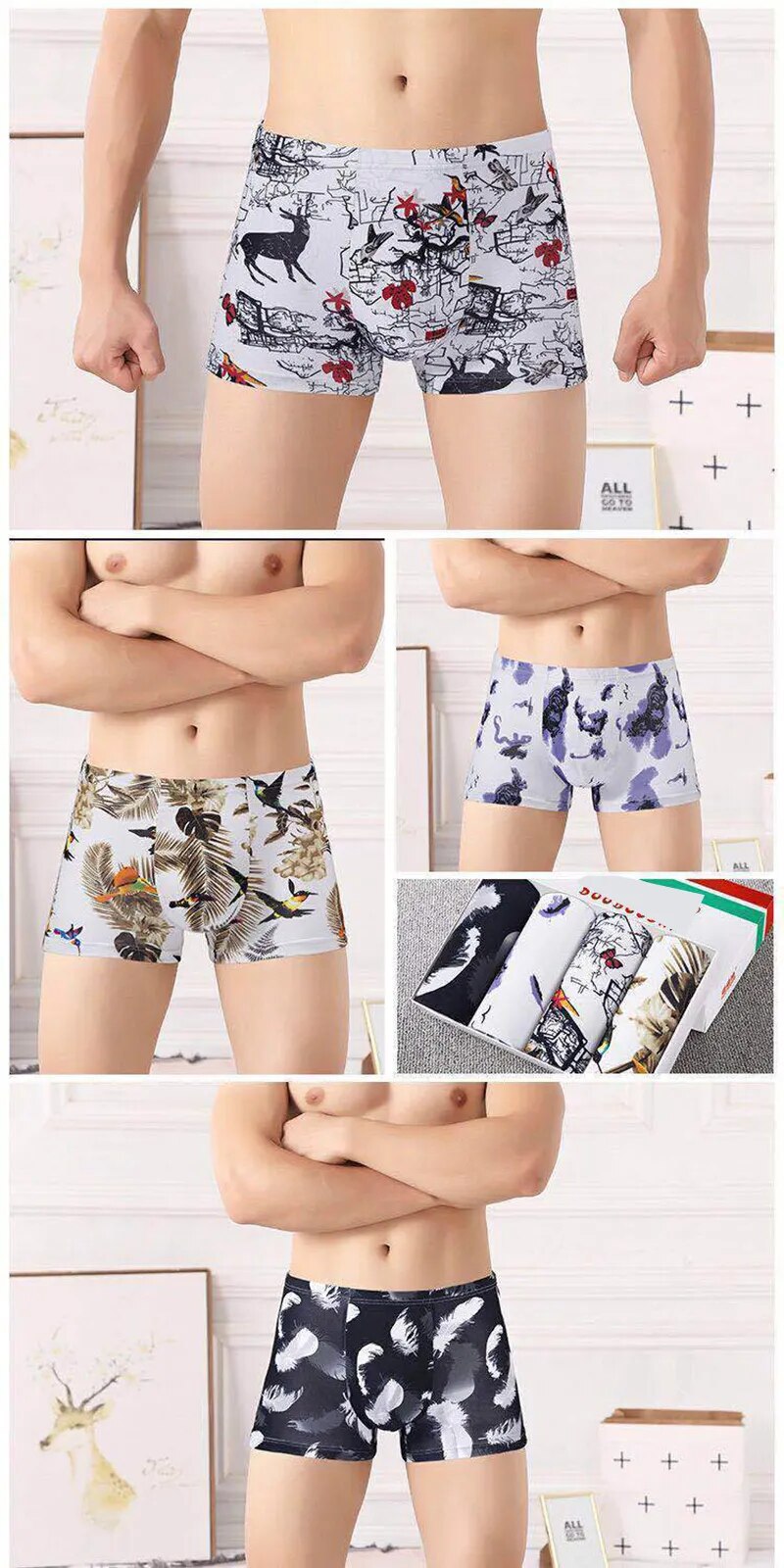 Underpants Man Pack Shorts Boxers Underwear Fashion Sexy Mens Boxer Ultrathin Large Size L-4XL