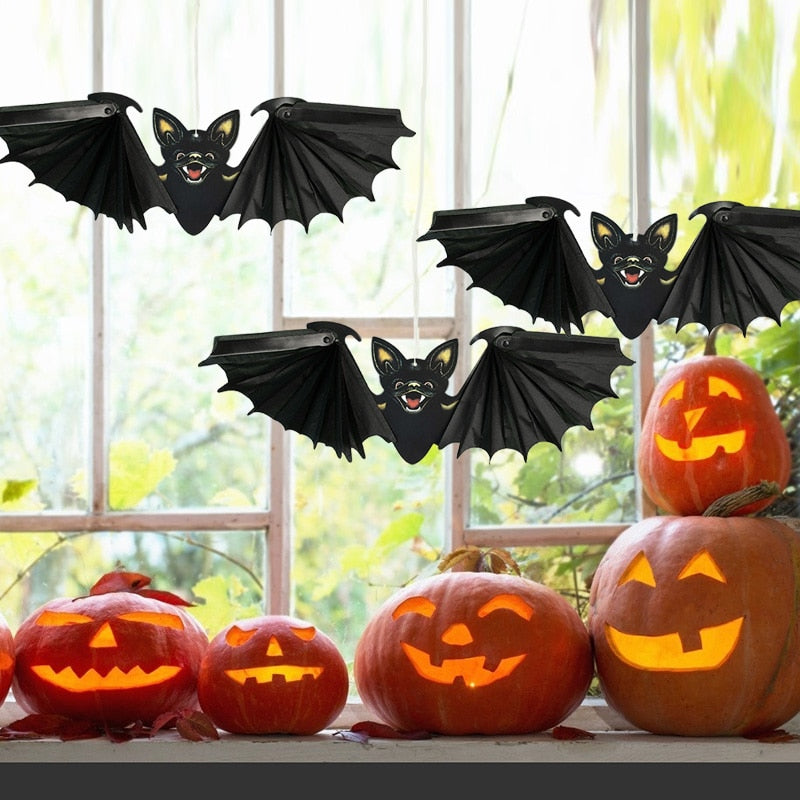 Paper Bat Hanging Ornament Props for Halloween Decoration Festival Party Bar Haunted House Decor Indoor Outdoor