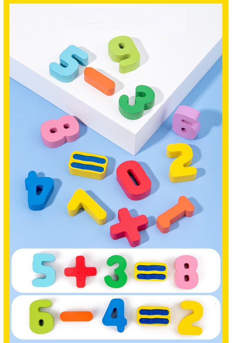 Montessori Educational Wooden Math Toys Children Busy Board Count Shape Colors Match Fishing Puzzle Learning Toys Gifts