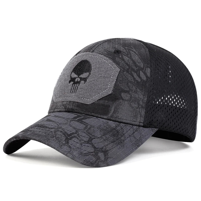 Skull Embroidered Top with Patch Breathable Baseball Caps Spring and Autumn Outdoor Adjustable Casual Hat Sunscreen Hat