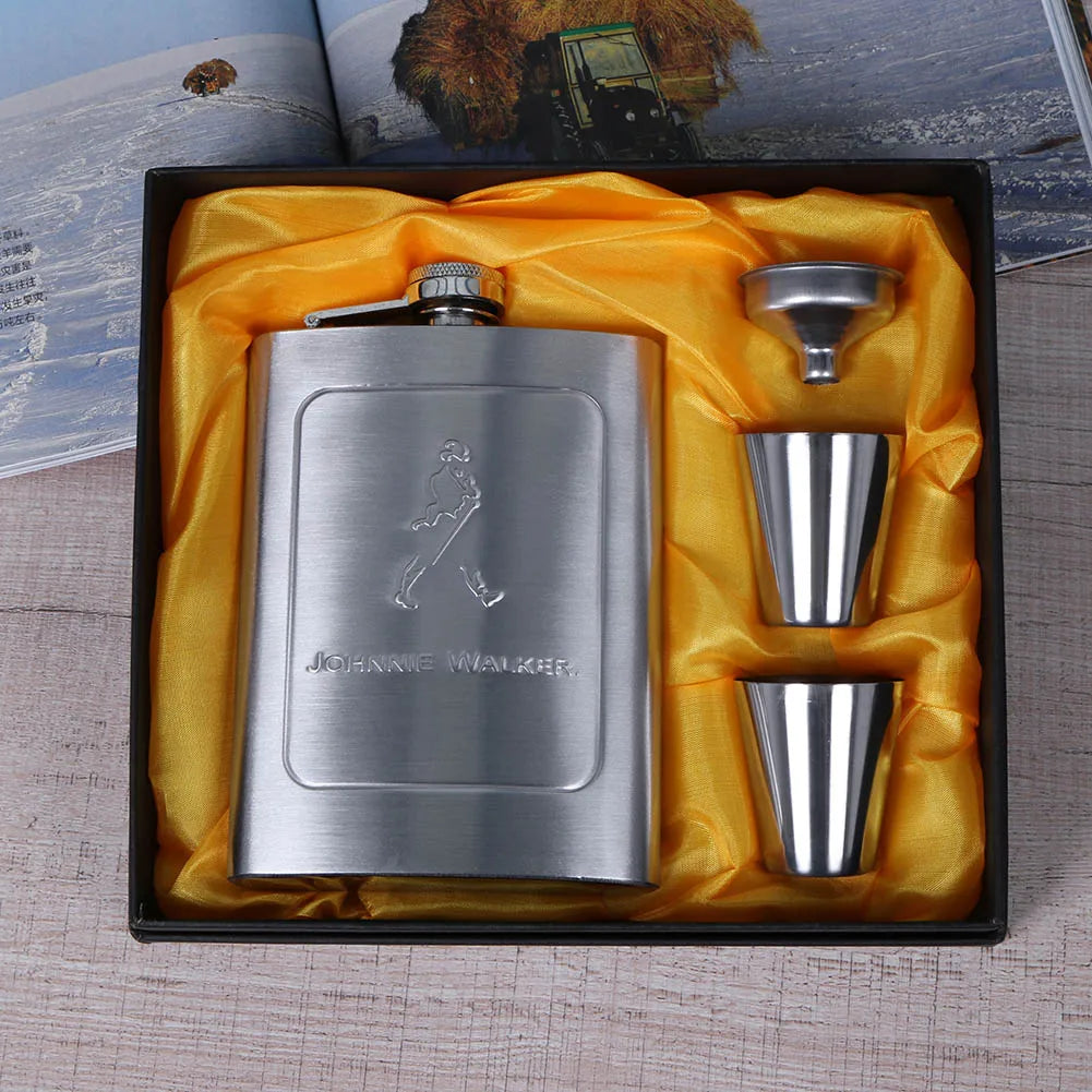 8oz Outdoors Portable Pocket Hip Flask Stainless Steel Whisky Flask Drink Alcohol Container Gift Box Vodka