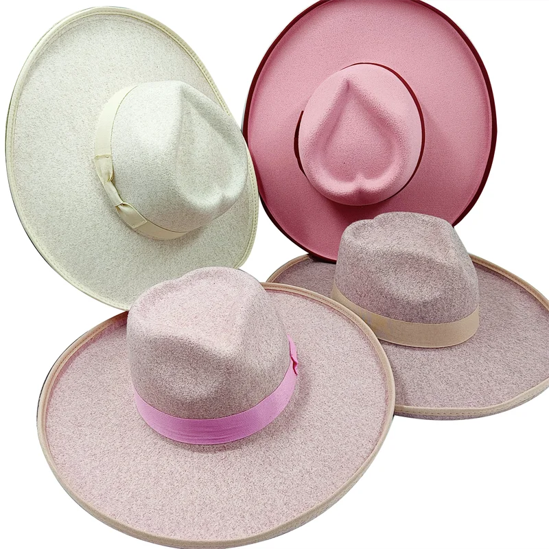 Love top fedora new peach bridge edge fedora big size monochrome new neutral fedora brim big size jazz hat winter