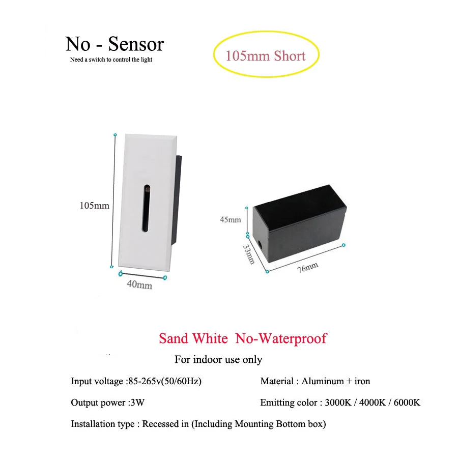 Slim Wall Stairs Light LED 3W Wall + Lamps Step Lamp Indoor lighting Nightlight Stairway Led Corridor Foyer Kitchen Hallway Lamp