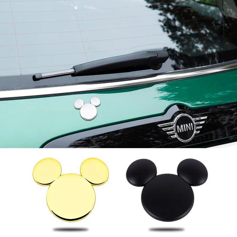 Car window decoration ears metal car stickers 3D stereo creative car logo Mickey Minnie decoration stickers