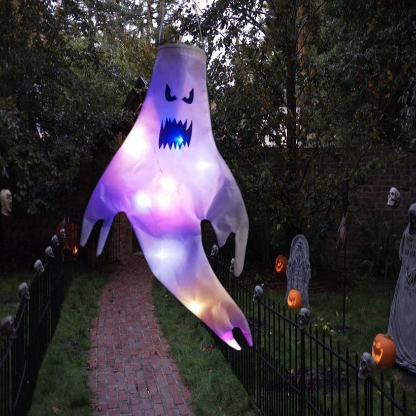 Halloween Outdoor Light Hanging Ghost Halloween Party Dress Up Glowing Spooky Lamp Horror Props Home Bar Decoration