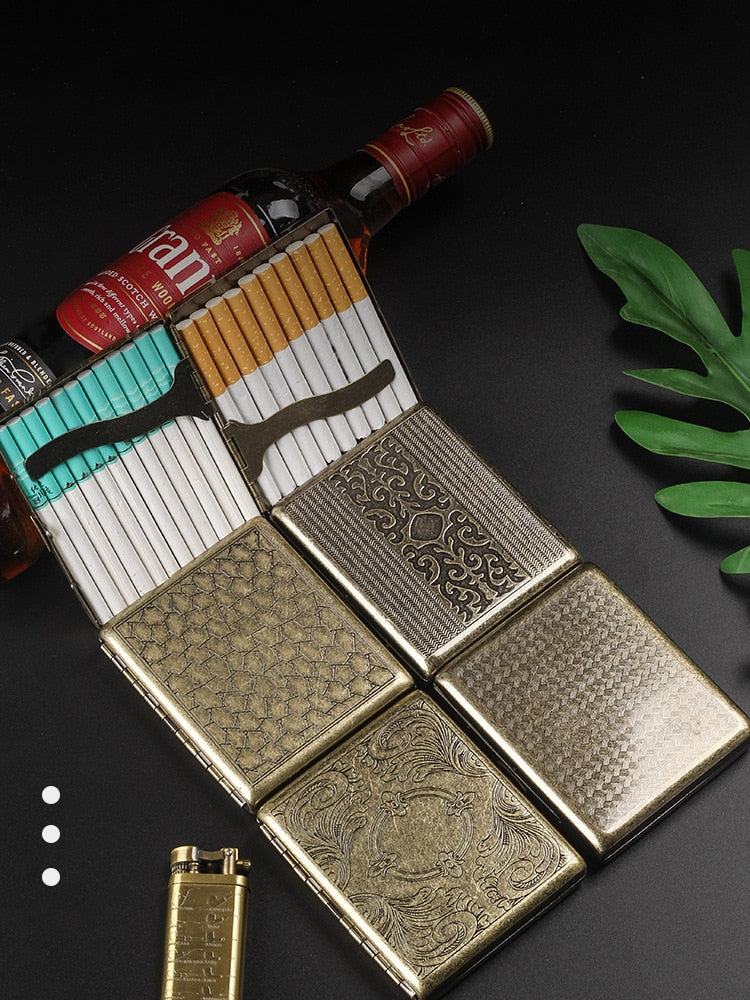 Cigarette Case Folio Metal Brass Retro Cigarette Tobacco Box Travel For Men Gift Smoking Accessories Tool
