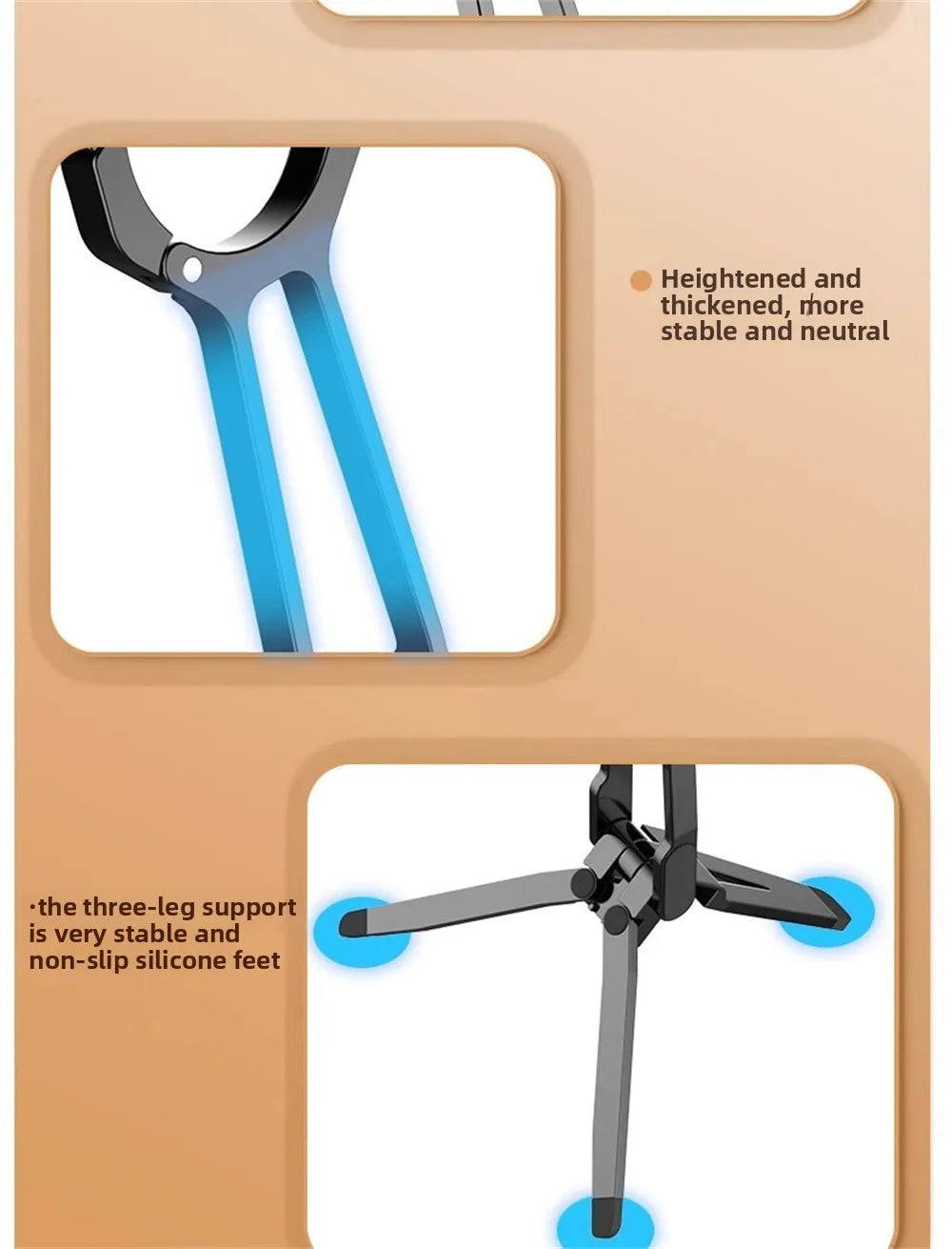 Magnetic ring alloy mobile phone holder Tripod Stand Portable Foldable Bracket Pocket Cell Phone Stand Non-slip