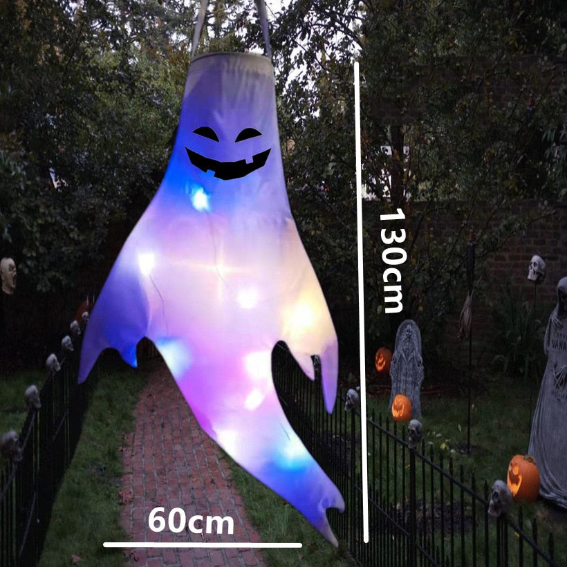 Halloween Outdoor Light Hanging Ghost Halloween Party Dress Up Glowing Spooky Lamp Horror Props Home Bar Decoration