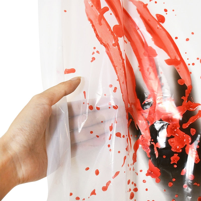 Halloween Window Door Decoration Window Clings Door Posters with Scary Bloody Handprints for Halloween Haunted House Party Decor