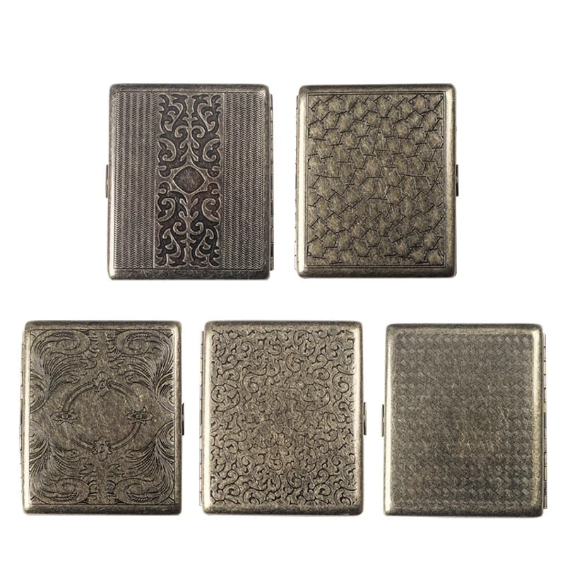 Cigarette Case Folio Metal Brass Retro Cigarette Tobacco Box Travel For Men Gift Smoking Accessories Tool