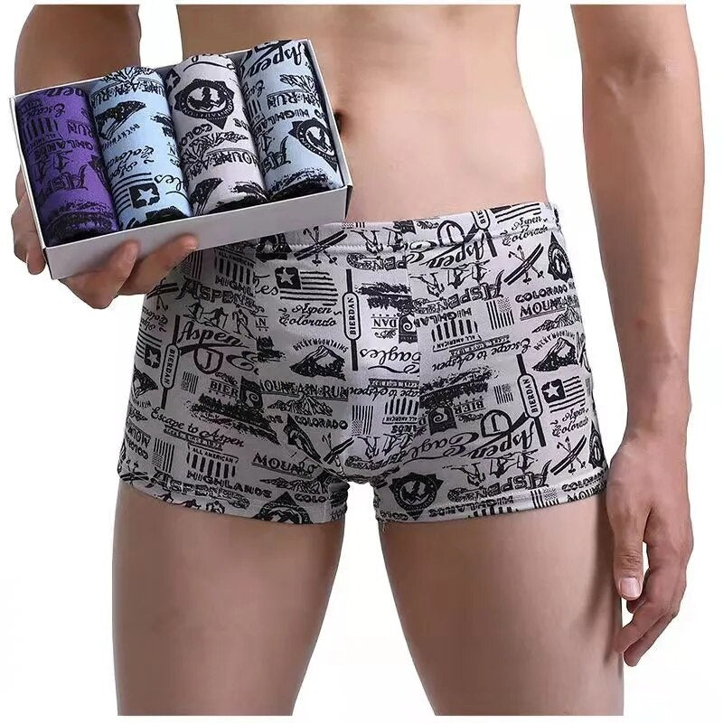 Underpants Man Pack Shorts Boxers Underwear Fashion Sexy Mens Boxer Ultrathin Large Size L-4XL