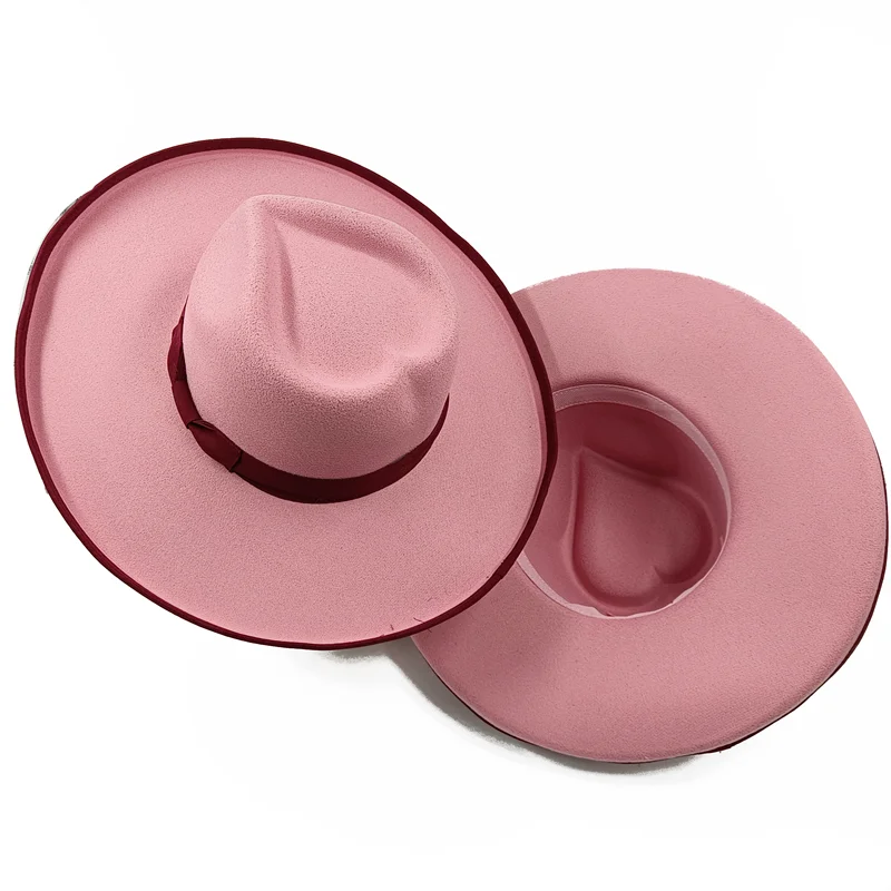 Love top fedora new peach bridge edge fedora big size monochrome new neutral fedora brim big size jazz hat winter