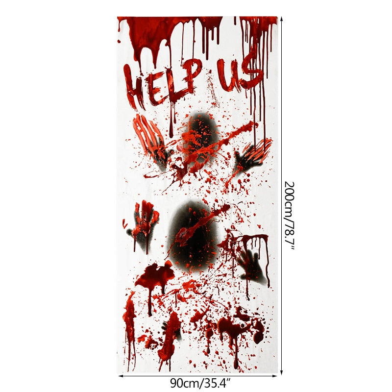 Halloween Window Door Decoration Window Clings Door Posters with Scary Bloody Handprints for Halloween Haunted House Party Decor