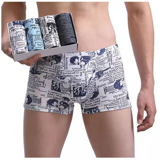 Underpants Man Pack Shorts Boxers Underwear Fashion Sexy Mens Boxer Ultrathin Large Size L-4XL