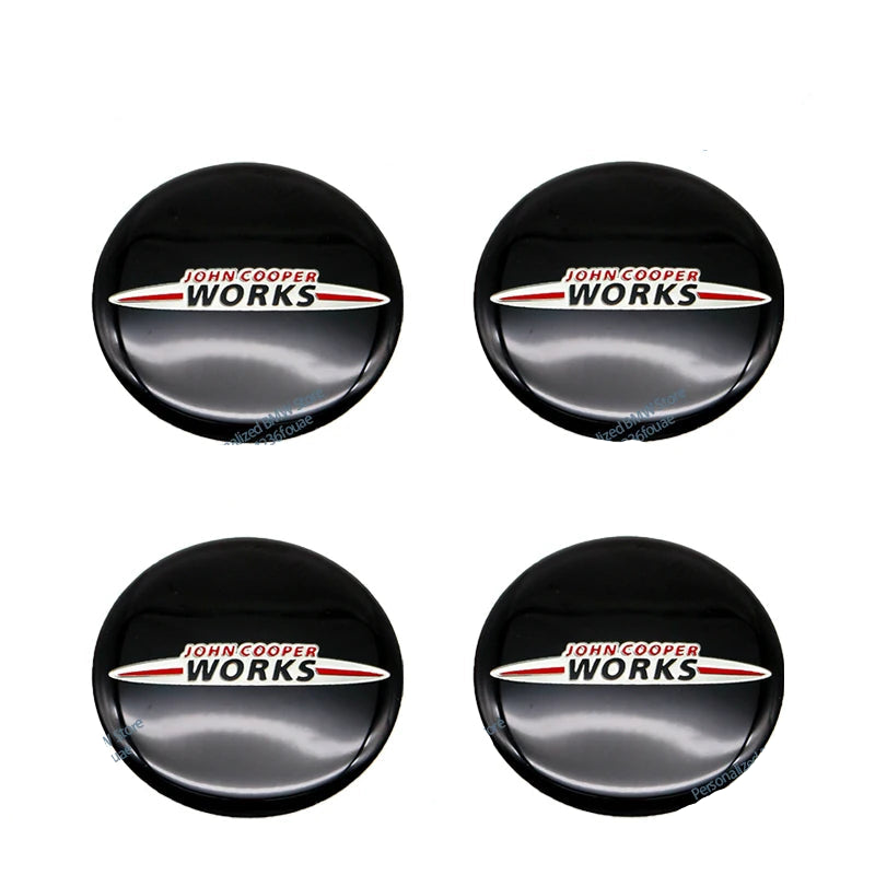 4pcs 52mm Car Wheel Center Cap Sticker Hub Cap Decal For MINI JHON COOPERR50 R52 F56 R53 F60 R57 R58 R59 R60 S Auto Accessories