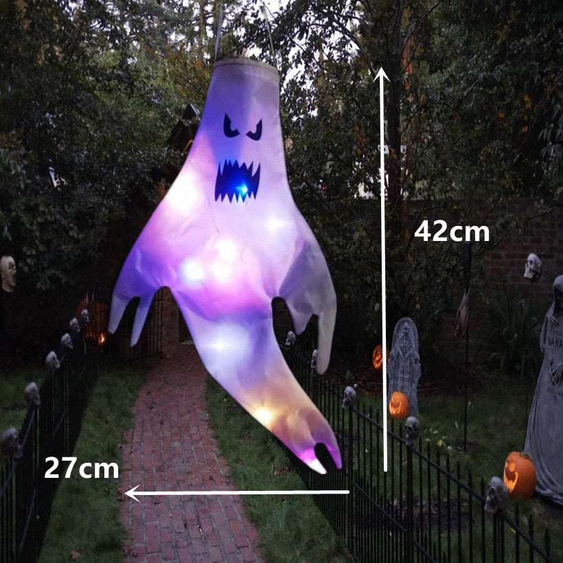 Halloween Outdoor Light Hanging Ghost Halloween Party Dress Up Glowing Spooky Lamp Horror Props Home Bar Decoration