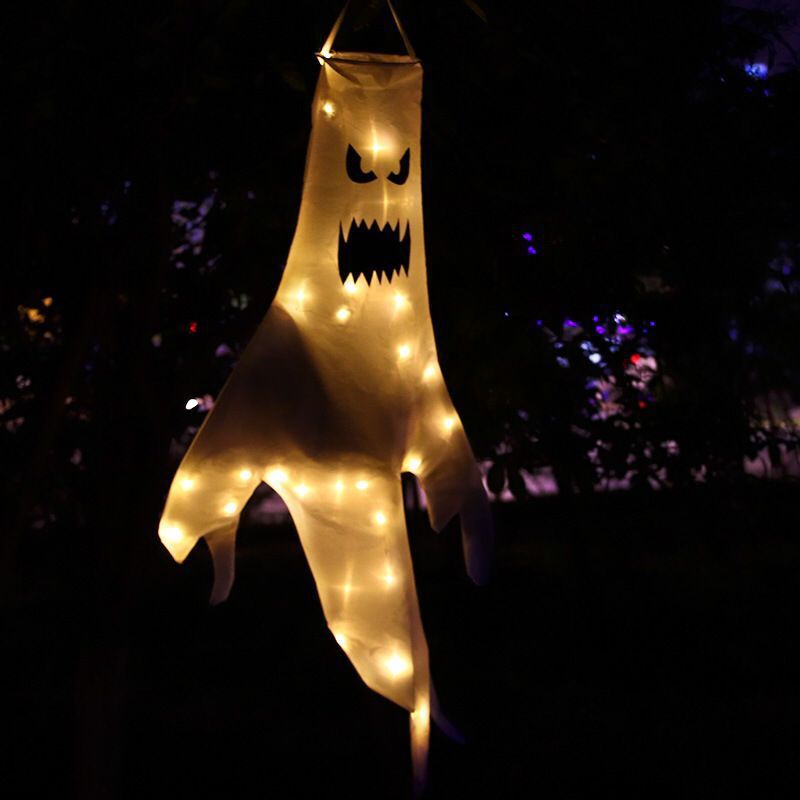 Halloween Outdoor Light Hanging Ghost Halloween Party Dress Up Glowing Spooky Lamp Horror Props Home Bar Decoration
