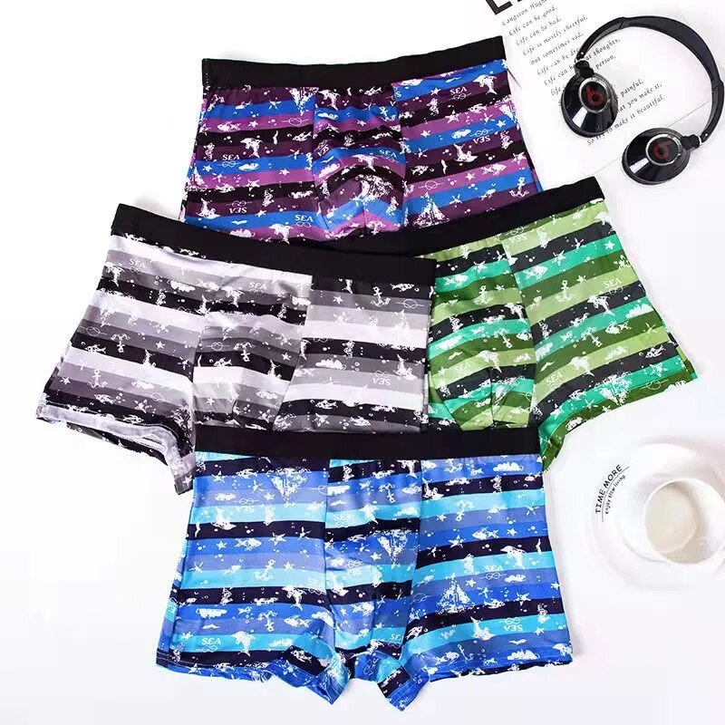 Underpants Man Pack Shorts Boxers Underwear Fashion Sexy Mens Boxer Ultrathin Large Size L-4XL