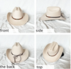 Vintage Western Cowboy Hat For Men's Gentleman Lady Jazz Cowgirl With Leather Wide Brim
