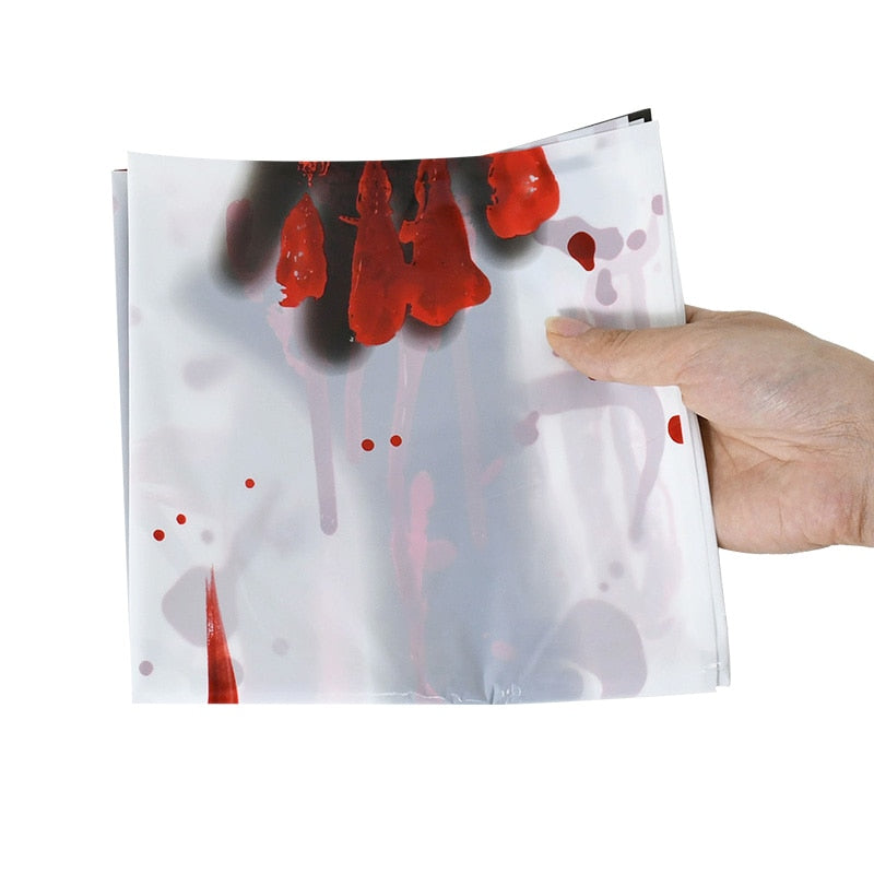 Halloween Window Door Decoration Window Clings Door Posters with Scary Bloody Handprints for Halloween Haunted House Party Decor