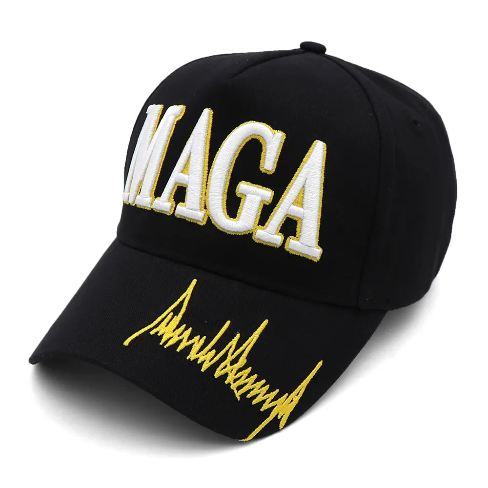 Donald Trump 2024 Cap USA Flag Baseball Caps MAGA Trump Signature Snapback President Hat 3D Embroidery