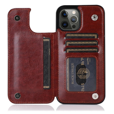 Wallet Double Button Stand Leather Case For iPhone 14 Pro Max 13 Pro 12 11 SE 2022 X XR XS Max 8 7 6 6S Plus 5 5S With Card Slot