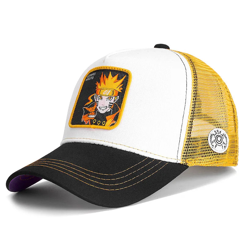 Cap with a character patch on a white background
