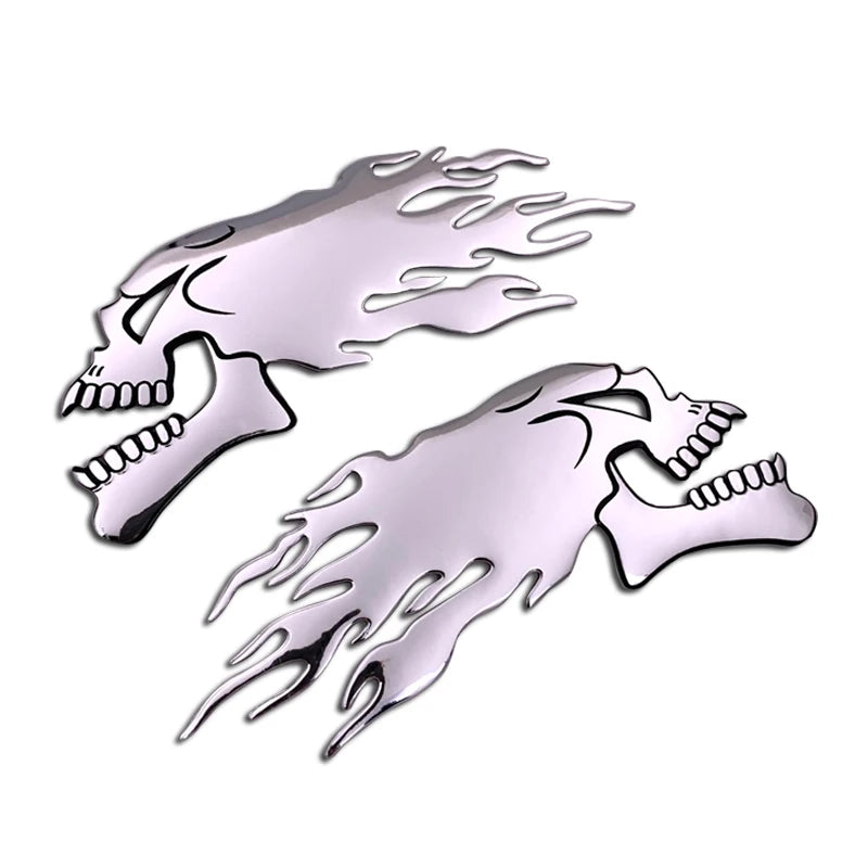 3D Fire Ghost Skull Head Auto Hurricane Chrome Plating Motorcycle Stickers