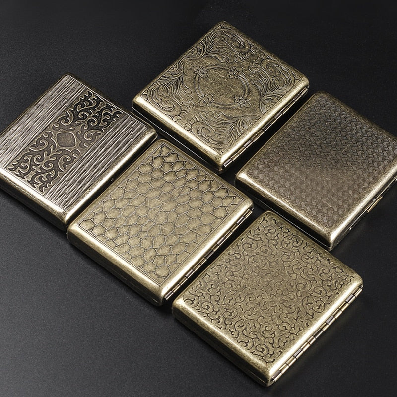 Cigarette Case Folio Metal Brass Retro Cigarette Tobacco Box Travel For Men Gift Smoking Accessories Tool