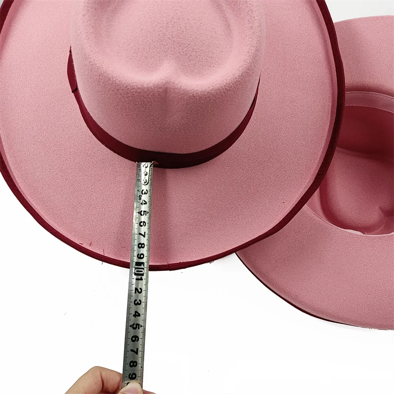Love top fedora new peach bridge edge fedora big size monochrome new neutral fedora brim big size jazz hat winter