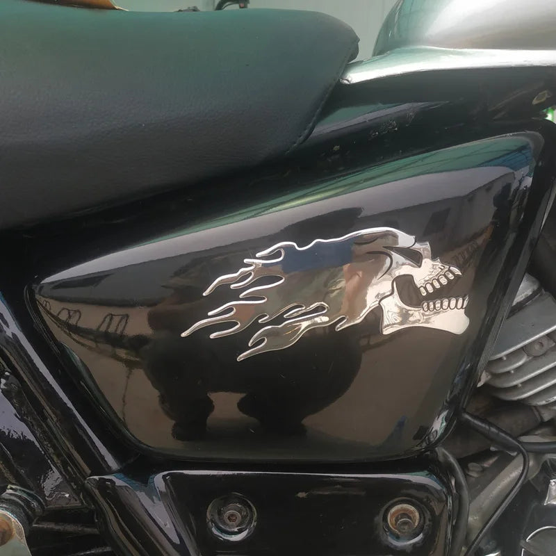 3D Fire Ghost Skull Head Auto Hurricane Chrome Plating Motorcycle Stickers