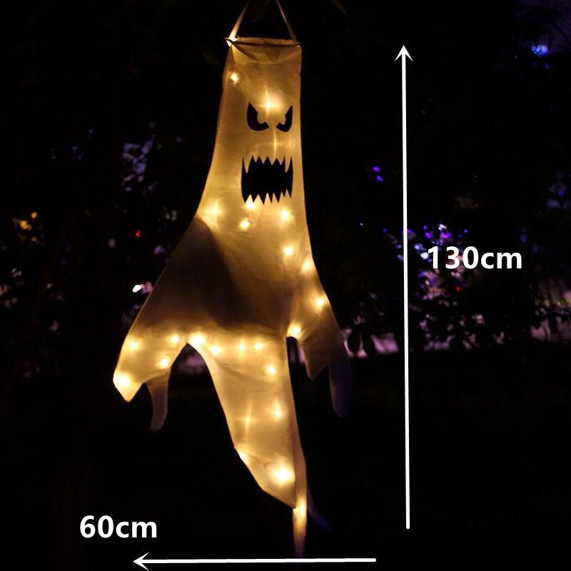 Halloween Outdoor Light Hanging Ghost Halloween Party Dress Up Glowing Spooky Lamp Horror Props Home Bar Decoration
