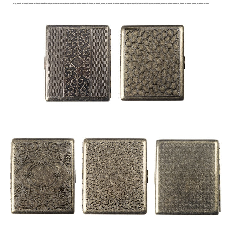 Cigarette Case Folio Metal Brass Retro Cigarette Tobacco Box Travel For Men Gift Smoking Accessories Tool