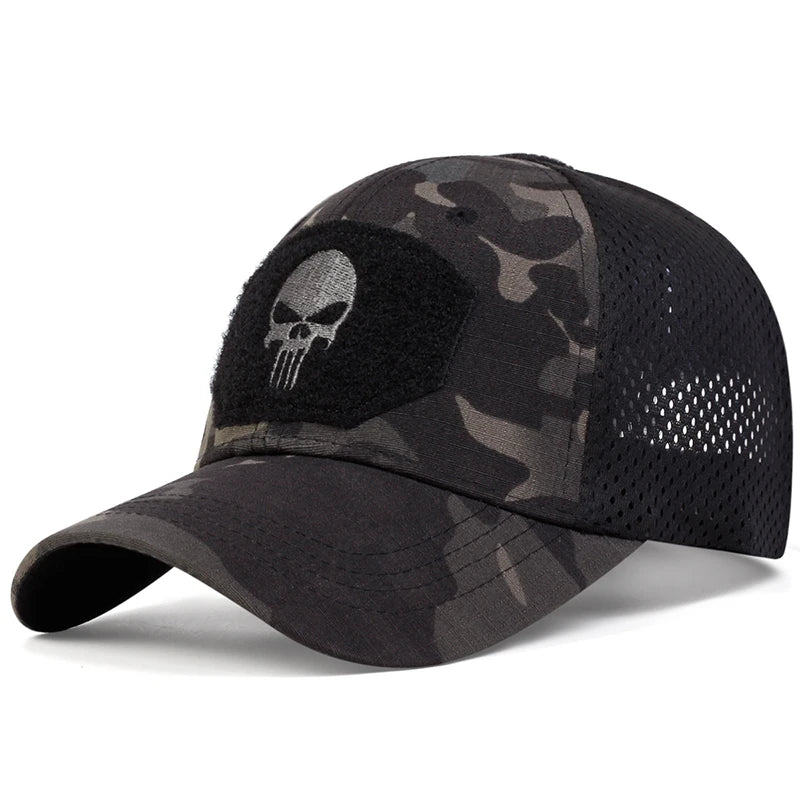 Skull Embroidered Top with Patch Breathable Baseball Caps Spring and Autumn Outdoor Adjustable Casual Hat Sunscreen Hat
