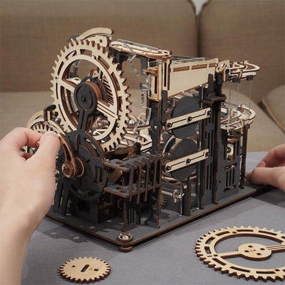 Rokr Marble Run Set 5 Kinds 3D Wooden Puzzle DIY Model Building Block Kits Assembly Toy Gift for Teens Adult Night City